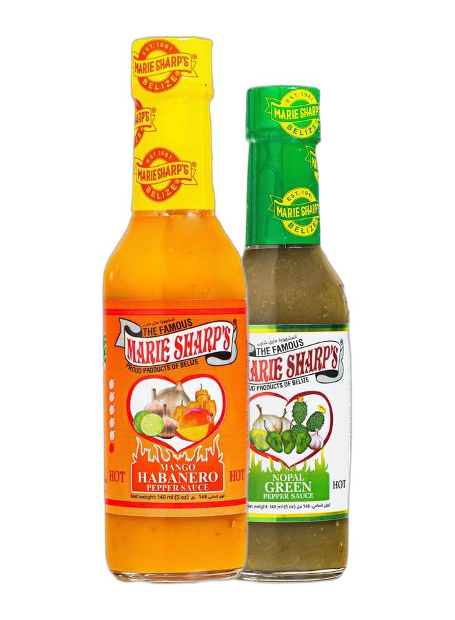 Marie Sharp's Mango Habanero Pepper Sauce & Green Nopal Habanero Pepper Sauce Bundle - Image 1